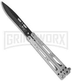 Bear OPS Bear Song IV Silver Balisong Butterfly Knife - Black Plain