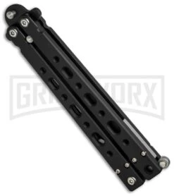 Bear OPS Bear-Song V Black Balisong Butterfly Knife - Black Plain -Gerber Knives Store bear ops b 500 aibk b 35028 side cm large