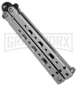 Bear OPS Bear Song V Gray Balisong Butterfly Knife - Black Plain -Gerber Knives Store bear ops b 500 b 35030 side cm large