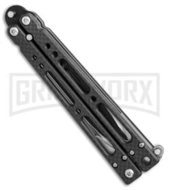 Bear OPS Bear Song IV Carbon Fiber Balisong Butterfly Knife - Black Plain -Gerber Knives Store bear ops song IV cf black B 400 CF B BHQ 50069 er side large