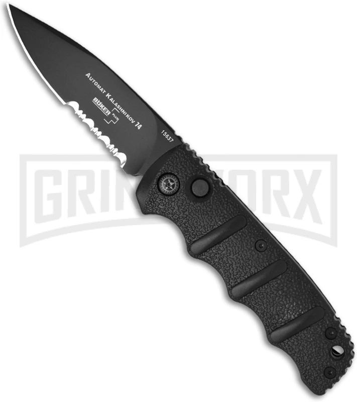 Boker Kalashnikov 74 Black Automatic Knife - Black Serr 1 Boker Kalashnikov 74 Black Automatic Knife - Black Serr