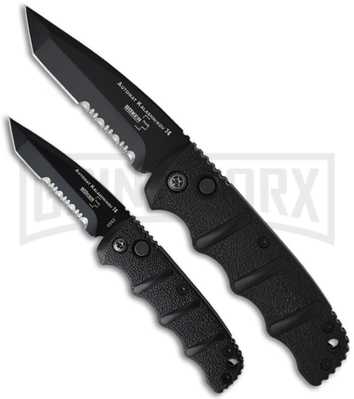Boker Mini Kalashnikov Black Automatic Knife - Tanto Black Serr 3 Boker Mini Kalashnikov Black Automatic Knife - Tanto Black Serr - Image 3
