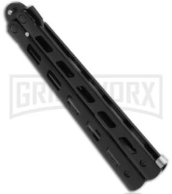 Monarch Strap Cutter Balisong Butterfly Knife Trainer - Black Plain -Gerber Knives Store bp black wg837 side large