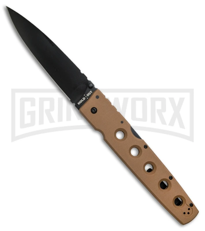 Cold Steel Hold Out I Coyote Tan Folding Knife - Black Plain 1 Cold Steel Hold Out I Coyote Tan Folding Knife - Black Plain
