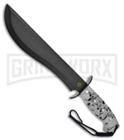 Frost Cutlery Quicksilver Bowie White Camo Fixed Blade Knife - Black Plain
