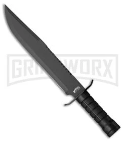 Frost Cutlery Survival Scout I Black Fixed Blade Knife - Black Plain