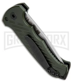 Gerber Auto 06 10th Anniversary Automatic Knife OD Green (3.6" Stonewash) -Gerber Knives Store gerber 06 auto green 30 001263n BHQ 36922 dl side large