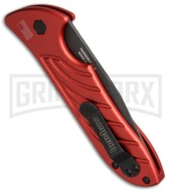 Kershaw Emerson Launch 5 Red Automatic Knife - Black Plain -Gerber Knives Store kershaw launch 5 red 7600rdblk BHQ 49079 dl side large