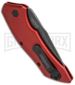 Kershaw Launch 1 Red Aluminum Automatic Knife - Blackwash Plain -Gerber Knives Store kershaw launch auto 1 blackwash red side cm large