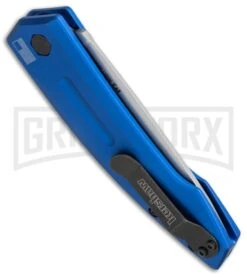 Kershaw Launch 2 Blue Aluminum Automatic Knife - Stonewash Plain -Gerber Knives Store kershaw launch auto 2 sw 7200blusw side cm large