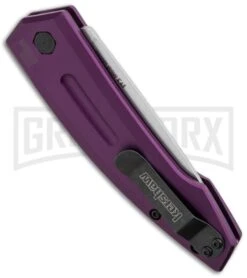 Kershaw Launch 2 Purple Aluminum Automatic Knife - Stonewash Plain -Gerber Knives Store kershaw launch auto 2 sw purple side cm large