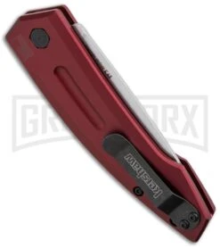 Kershaw Launch 2 Red Aluminum Automatic Knife - Stonewash Plain -Gerber Knives Store kershaw launch auto 2 sw red side cm large