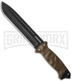 Schrade Large Full Tang Desert Tan GFN Fixed Blade Knife - Black Plain